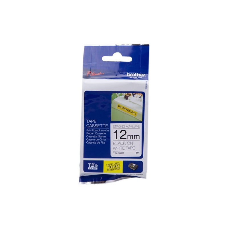 Brother TZe-S231 Ruban adhésif puissant noir/blanc - 12mm x 8m