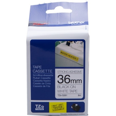✅ Brother TZe-S261 (TZ-S261) Ruban Noir sur blanc couleur Noir/blanc en stock