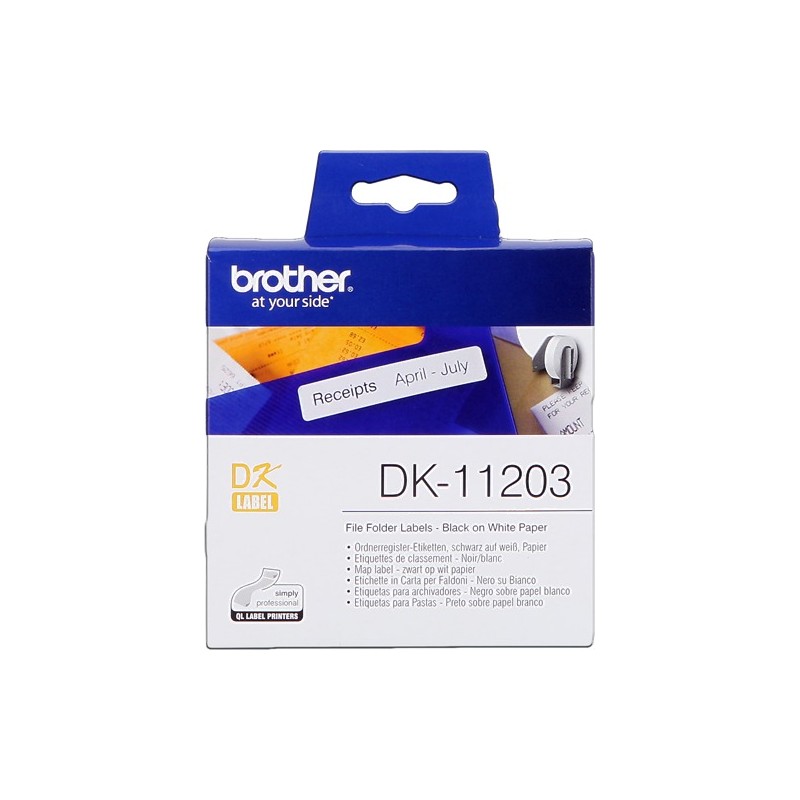 Brother Rouleau étiquettes DK-11203 Noir sur blanc, 17 x 87 mm
