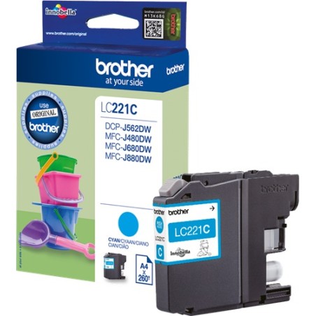 ✅ Brother cartouche encre LC-221C cyan couleur cyan en stock