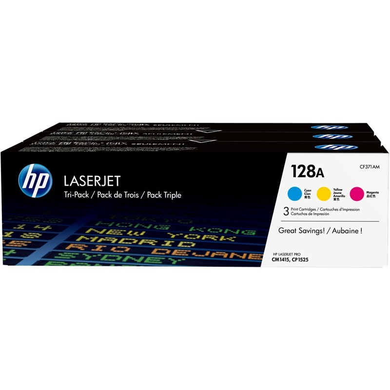 HP Toner 128A (CF371AM) Multipack Cyan / Magenta / Jaune