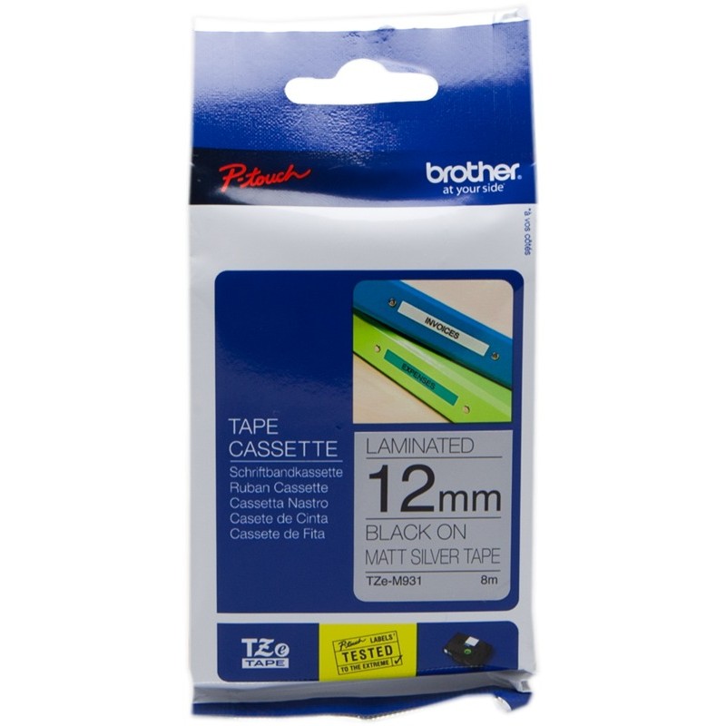 Brother TZe-M931 ruban noir sur argent mat - 12mm x 8m