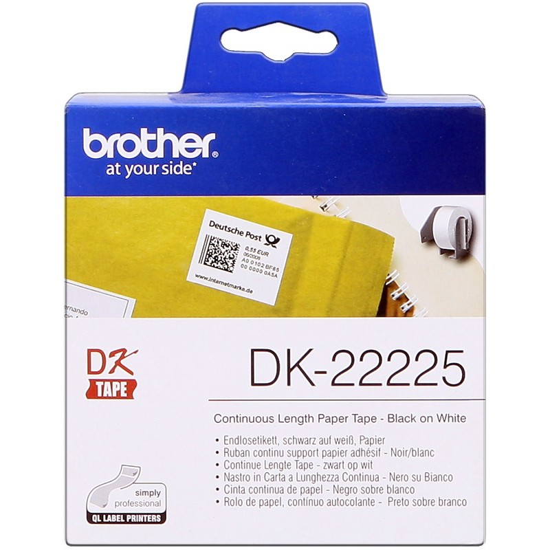 Brother Rouleau de papier continu DK-22225 Noir sur blanc, 38 mm de large Brother Rouleau de papier continu DK-22225 Noir sur blanc, 38 mm de large