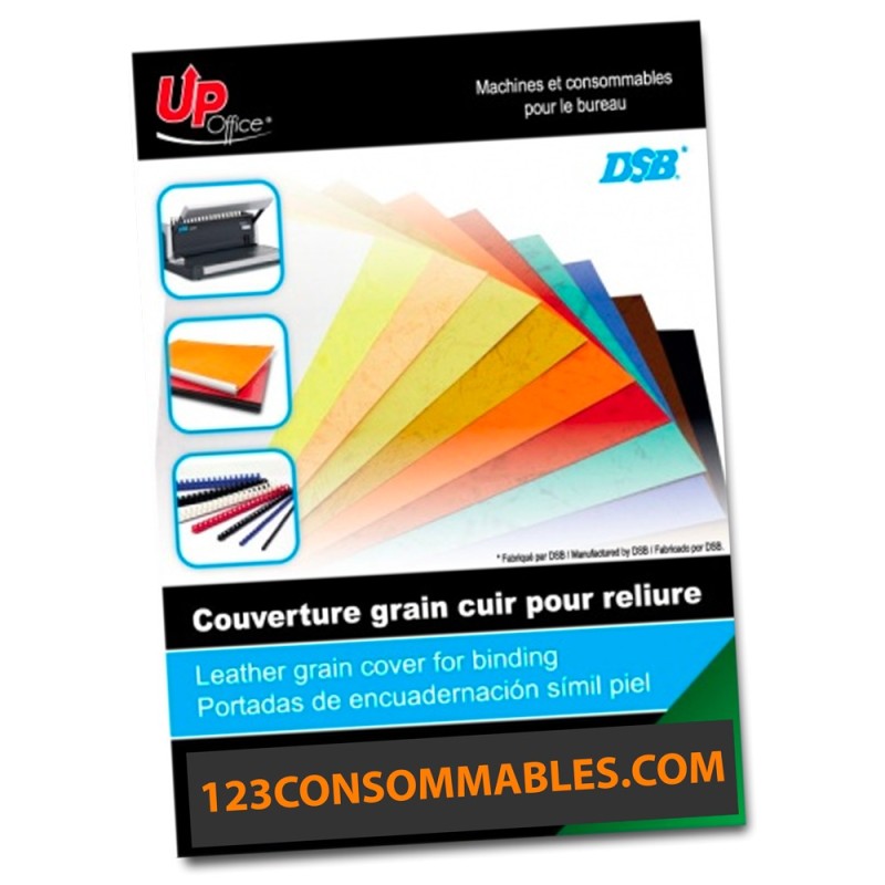UP OFFICE Couvertures Grain Cuir noir pack de 100
