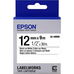 ✅ Epson ruban LK-4WBN noir sur blanc 12 mm couleur Noir/blanc en stock