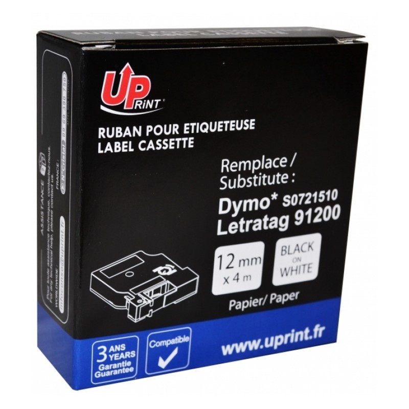 DYMO ruban LETRATAG noir/blanc papier pour DYMO 91200