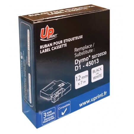Ruban D1 12 mm S0720530 blanc écriture noire pour DYMO