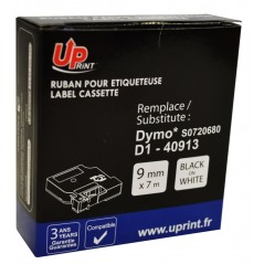 Ruban compatible Dymo D1 noir sur blanc 9 mm