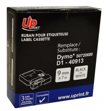 Ruban compatible Dymo D1 noir sur blanc 9 mm