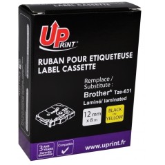 Ruban lamine UPrint noir/jaune 12 mm TZE-631