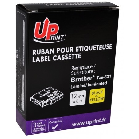 Ruban lamine UPrint noir/jaune 12 mm TZE-631