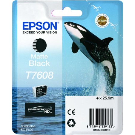 ✅ Epson cartouche encre T7608 Noir mat couleur noir photo en stock
