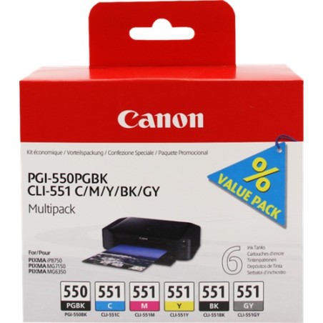 ✅ Canon Multipack 6 cartouche PGI550/CLI551 couleur pack en stock