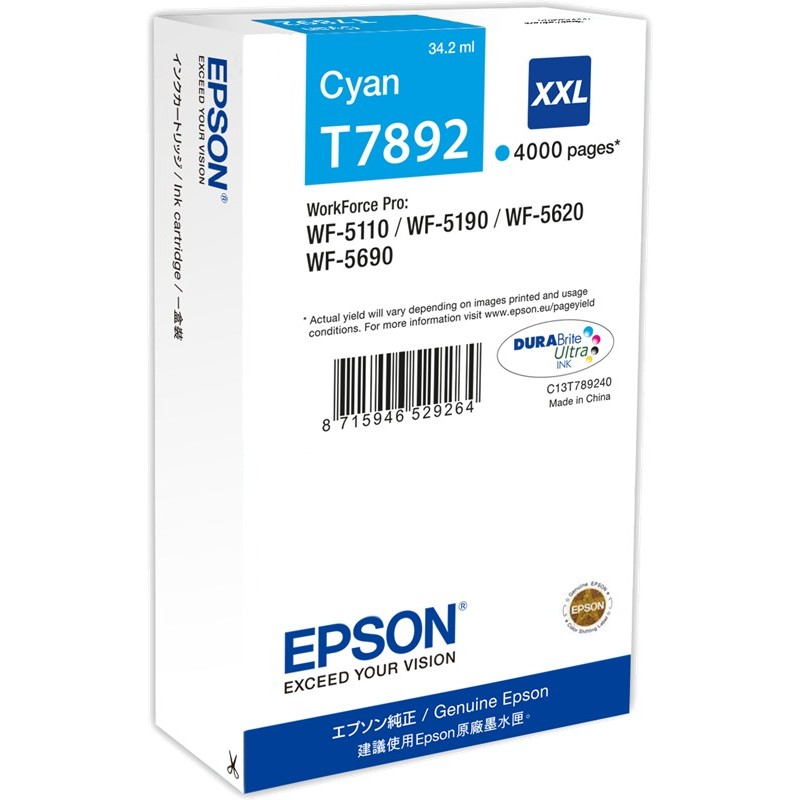Epson cartouche encre T7892 (C13T789240) cyan