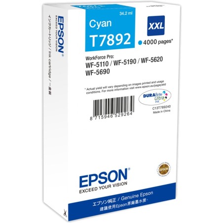 ✅ Epson cartouche encre T7892 (C13T789240) cyan couleur cyan en stock