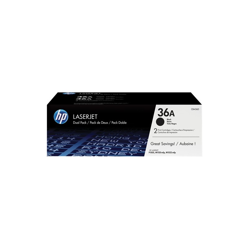 HP Toner 36A (CB436AD) Multipack Noir