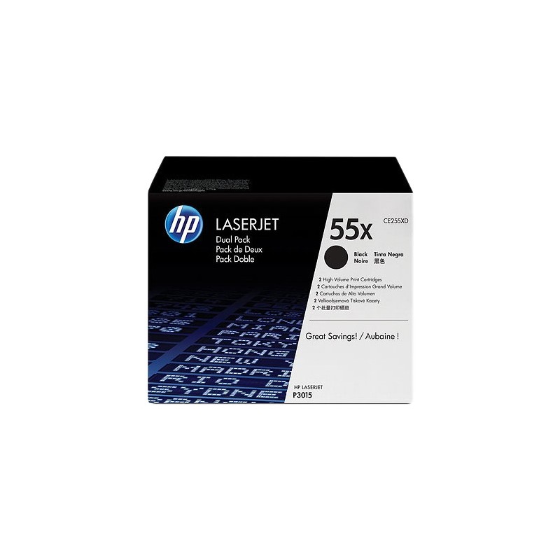 HP Toner 55X (CE255XD) Multipack Noir
