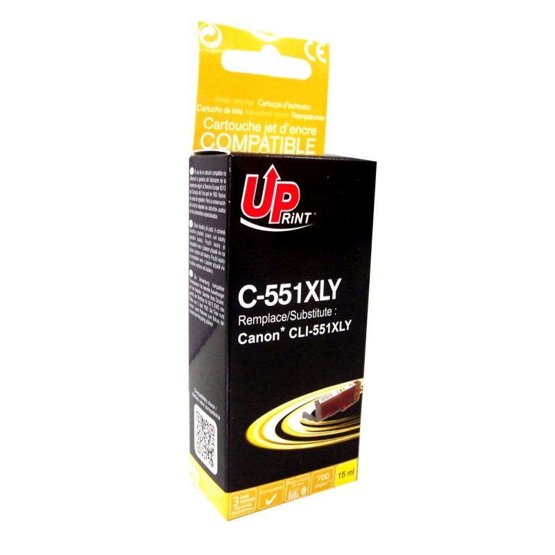 Cartouche encre UPrint compatible CANON CLI-551 XL jaune Cartouche encre UPrint compatible CANON CLI-551 XL jaune