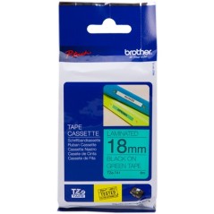 ✅ Brother TZe-741 (TZ-741) Ruban Noir sur vert couleur Noir/vert en stock