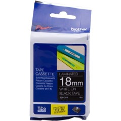 ✅ Brother TZe-345 (TZ-345) Ruban Blanc sur noir couleur Blanc/noir en stock