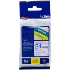 ✅ Brother TZe-253 (TZ-253) Ruban bleu sur blanc couleur Bleu/blanc en stock
