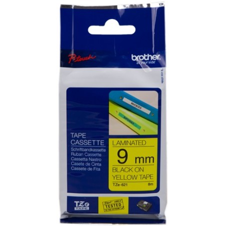 ✅ Brother TZe-421 (TZ-421) Ruban Noir sur rouge couleur Noir/jaune en stock