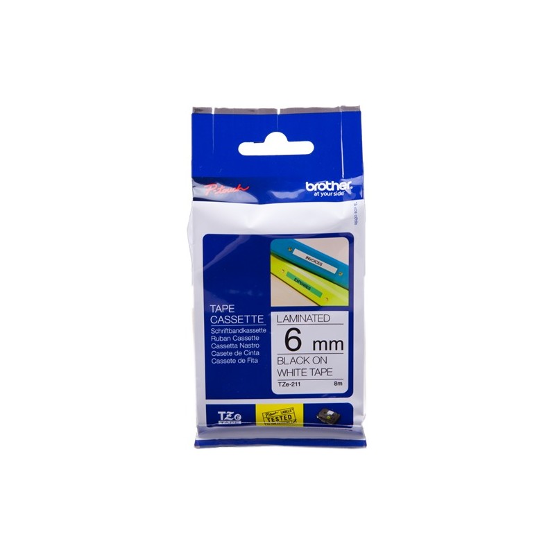 Brother TZe-211 (TZ-211) Ruban Noir sur blanc
