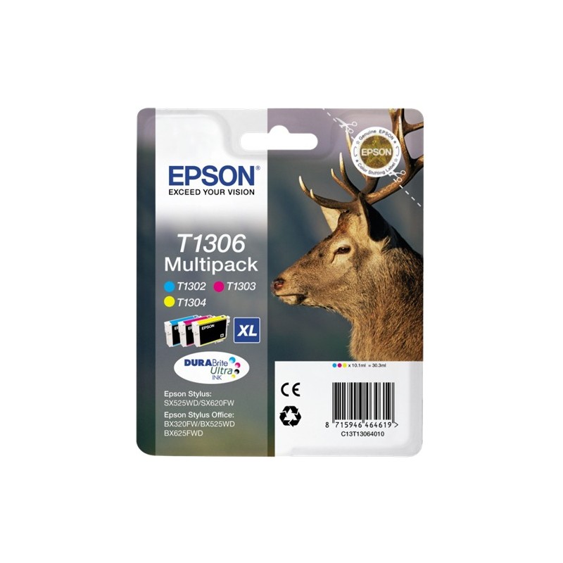 Epson Multipack 3 cartouches encre couleurs T1306 DURABrite Ultra Ink