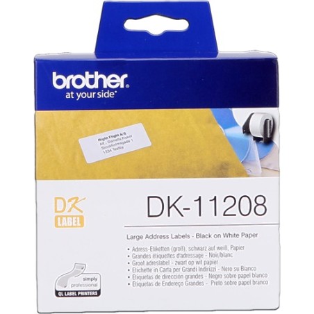 ✅ Brother Rouleau étiquettes DK-11208 Noir sur blanc, 38 x 90 mm couleur Noir/blanc en stock