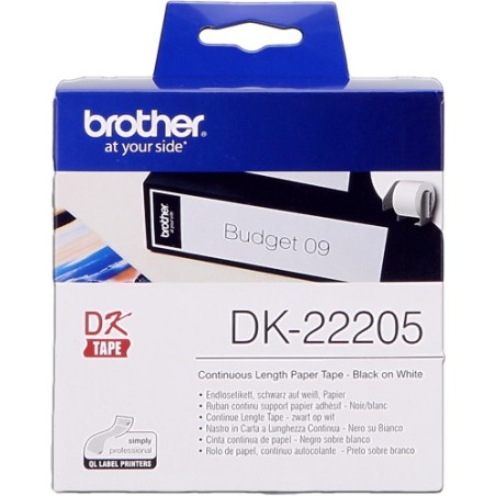 ✅ Brother Rouleau de papier continu DK-22205 Noir sur blanc, 62 mm de large couleur Noir/blanc en stock