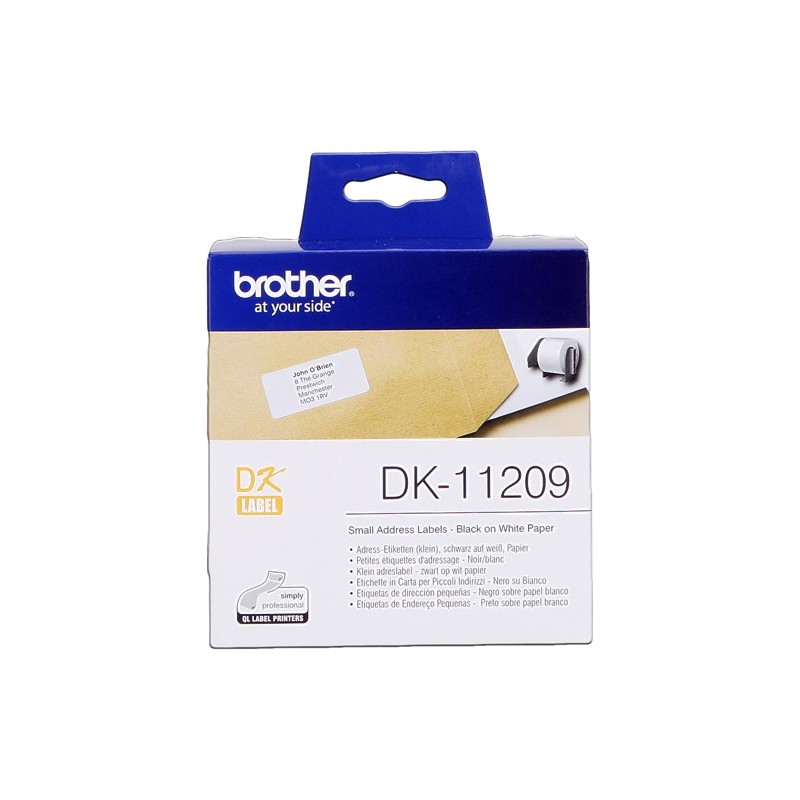 Brother Rouleau étiquettes d'adresse DK-11209 Noir sur blanc, 29 x 62 mm Brother Rouleau étiquettes d'adresse DK-11209 Noir sur blanc, 29 x 62 mm