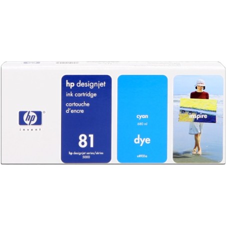 ✅ HP Cartouche encre 81 (C4931A) cyan couleur cyan en stock