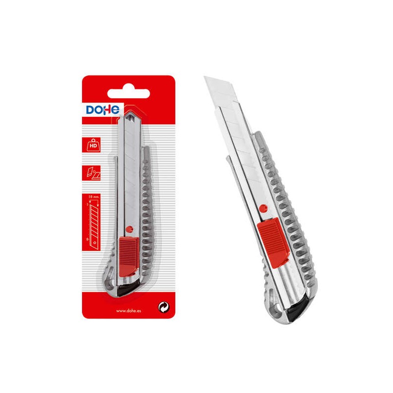 Dohe Cutter Inox - Lames en Acier Coupé - Système de Verrouillage de Lame - Blister Individuel
