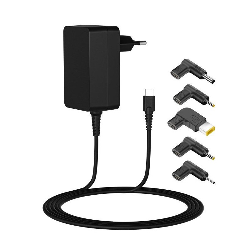 Leotec Chargeur universel pour ordinateur portable 45 W USB-C Power Delivery 3.0 - 5 connecteurs différents - Protection contre