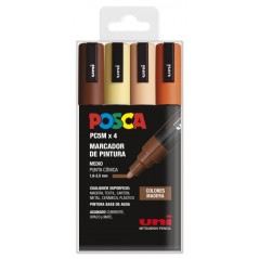 ✅ Posca PC-5M Étui de 4 marqueurs peinture - Pointe ogive 1,8-2,5 mm - Encre à base d'eau - Résistant à la l en stock
