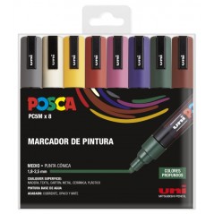 ✅ Posca PC-5M Étui de 8 marqueurs peinture - Pointe ogive 1,8-2,5 mm - Encre à base d'eau - Résistant à la l en stock