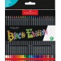 Faber-Castell Black Edition Pack de 24 Crayons de Couleur - Mine Super Douce - Bois Noir - Idéal pour Dessiner sur Papier
