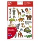LOT de 5 Sachet Apli d'autocollants sur le thème de la jungle - 63 autocollants sur 3 feuilles - Adhésif amovible - Développé