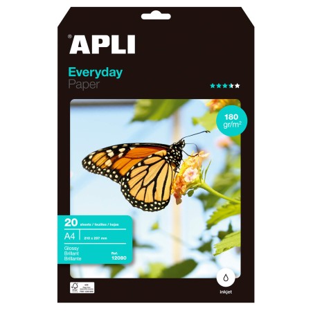 ✅ Apli Papier Photo Quotidien A4 180g 20 Feuilles couleur Blanc en stock