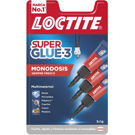 ✅ Loctite Pack de 3 Super Glue-3 Mini Trio Original - 1gr - Triple Force - Adhésif Transparent - Colle et Force en stock