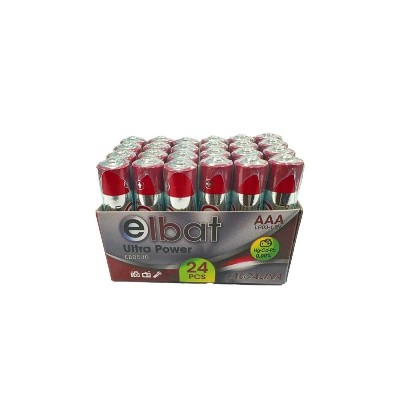 Elbat Pack 24 Piles Alcalines LR03/AAA - Différentes Couleurs