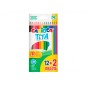 Carioca Tita Pack de 12 + 2 Crayons de Couleur - Mines Résistantes - Couleurs Assorties