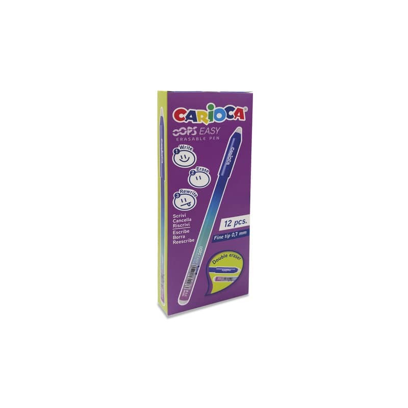Carioca Oops Easy Pack de 12 Feutres Effaçables - Encre Thermo-Sensible - Corps à Effet Dégradé - Pointe Ø 0,7 mm - Double