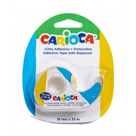 ✅ Carioca Blister 1 Porte-Rouleau + Ruban Adhésif Transparent - Ne jaunit pas avec le temps - Idéal pour Papie en stock