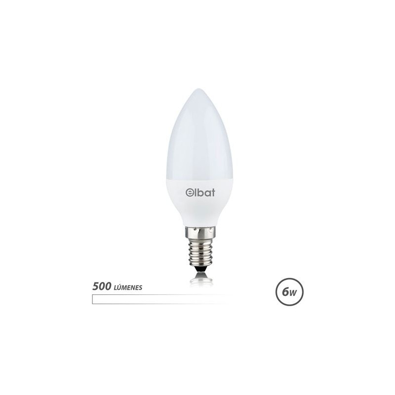 Ampoule LED Elbat - Puissance : 6W - Lumens : 500 - Type de lumière : Lumière blanche 4000K - Culot : E14 - Angle : 180º