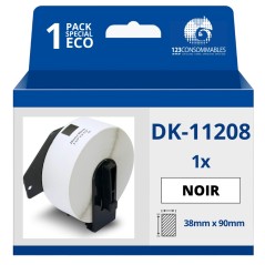 ✅ Rouleau étiquette compatible BROTHER DK-11208 grandes étiquettes d'adresse 38mm x 90mm couleur Blanc en stock