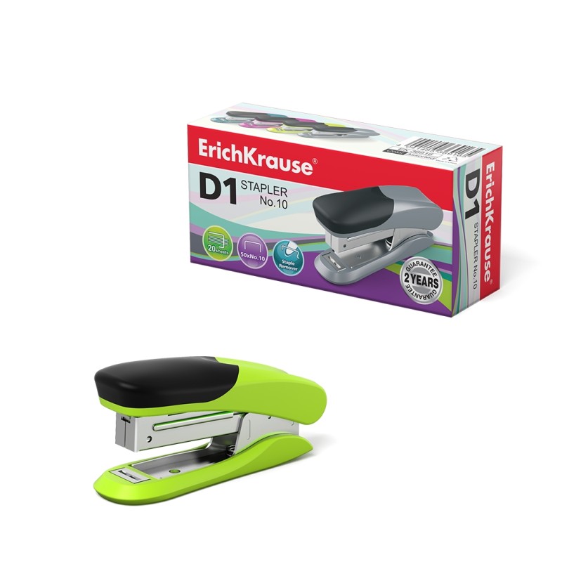 Agrafeuse Erichkrause ?10 D1 - Jusqu'à 20 feuilles - Plastique résistant aux chocs - Mécanisme en acier de haute qualité