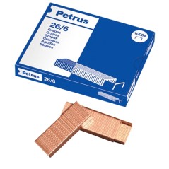 ✅ Petrus Boite de 1000 Agrafes Cuivre 26/6 - Jusqu'à 30 Feuilles - Broche 6mm couleur Cobre en stock