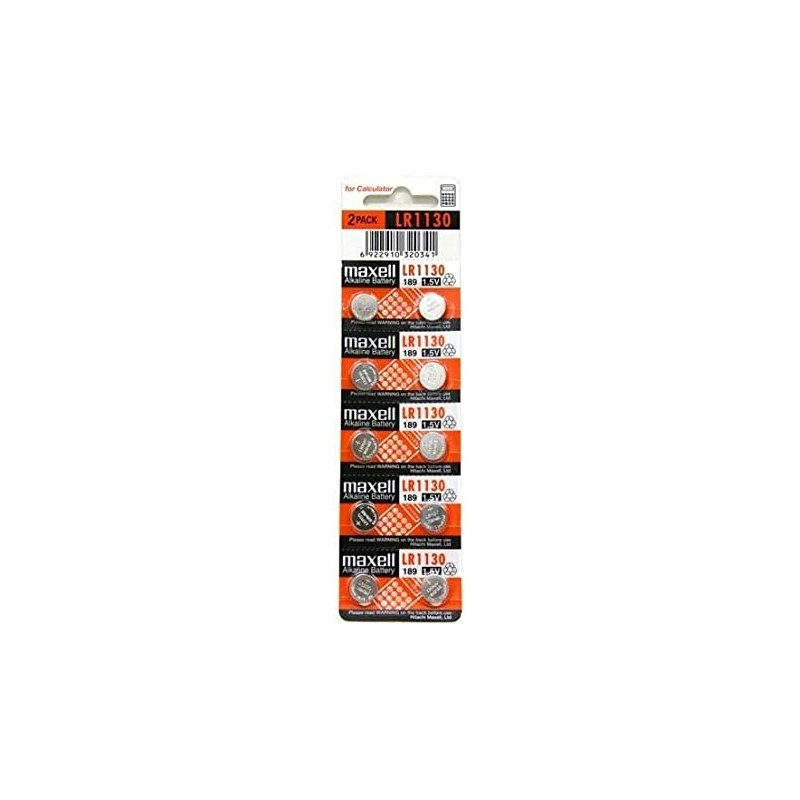 Maxell Lot de 10 piles bouton alcalines LR1130 1,5 V