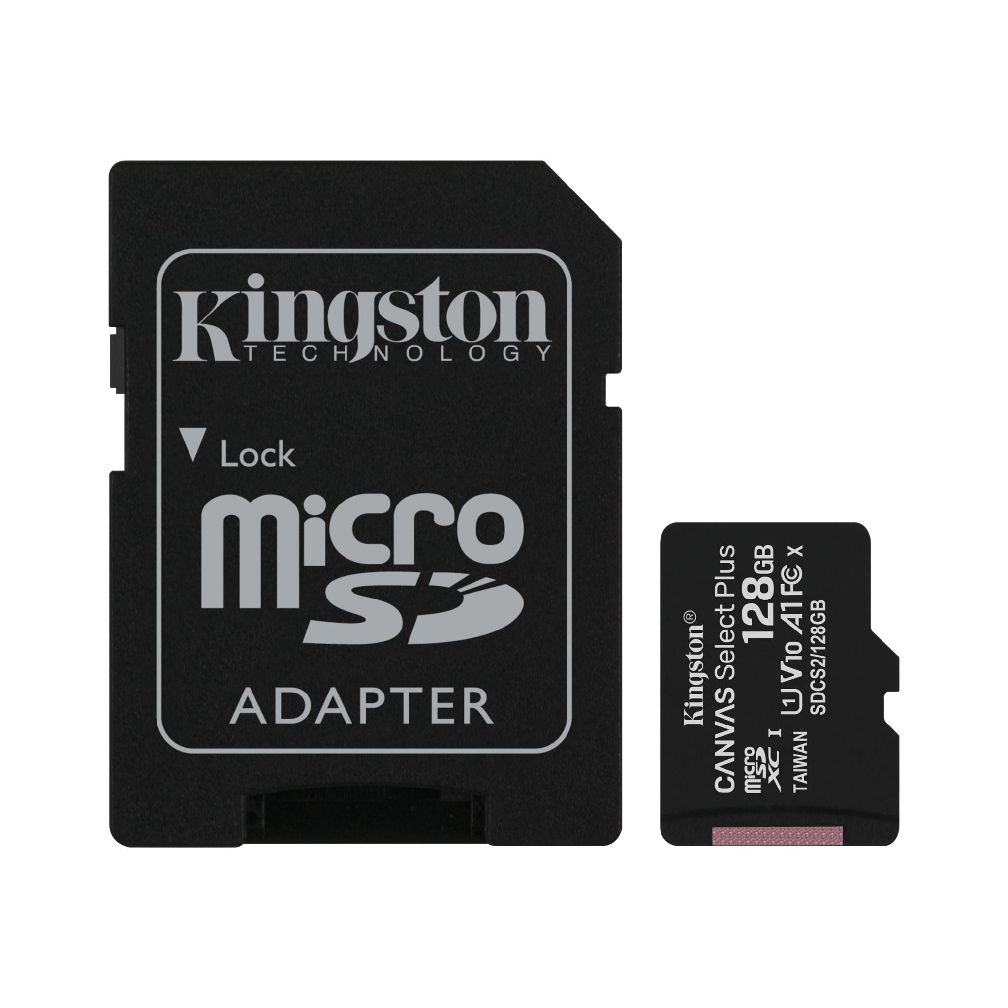 Kingston Canvas Select Plus Carte MIcro SD SDCS2/128GB Class 10 + Adaptateur inclus